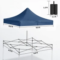 Outsunny 10' x 10' Replacement Canopy Top for Pop Up Canopy Tent with 4 Sand Bags, UPF50+ Protection, Navy Blue(m-3)