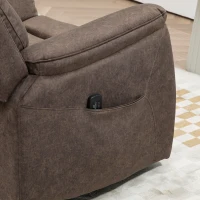 HOMCOM Manual Recliner Chair with Vibration Massage, Reclining Chair for Living Room with Side Pockets, Brown(m-9)