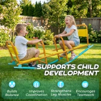 Qaba Teeter Totter Seesaw for Kids, 2 in 1 Metal Rocking Seesaw for Toddlers Age 3-8, Playground Equipment for Backyard(m-7)