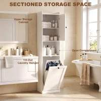 HOMCOM 67" Tall Bathroom Storage Cabinet, Freestanding Narrow Bathroom Cabinet with Tilt-out Laundry Basket, White(m-4)
