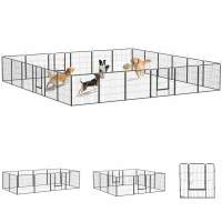 PawHut 24 Panel Dog Playpen for Small and Medium Dogs with Lockable Door, 15.7' x 15.7' x 2.6'(m-11)