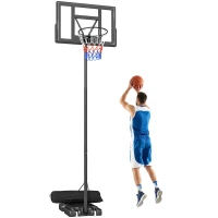 Soozier Basketball Hoop Stand Outdoor, 4.4–10 ft Single Hand Rotation Adjustable with Shatterproof Backboard & Weight Bag(m-13)