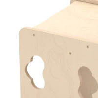 Qaba Montessori Kids Table and Chair Set with 3-Level Heights for 18-36 Months Toddlers, Learning, Play and Mealtime, Natural(m-9)