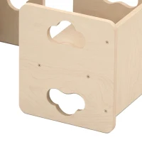 Qaba Montessori Kids Table and Chair Set with 3-Level Heights for 18-36 Months Toddlers, Learning, Play and Mealtime, Natural(m-12)