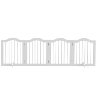 PawHut 24"H Foldable Dog Gate, 4 Panels Freestanding Pet Gate Barriers Indoor with Support Feet White(m-2)