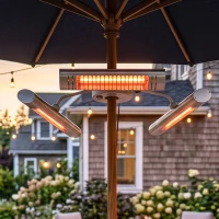 Outsunny Electric Patio Heater with 3 Heating Panels and Ultra-low Glare, Aluminum Alloy Parasol Heater with Infrared Remote Control for Garden Pergola Gazebo Umbrella, Silver(m-14)
