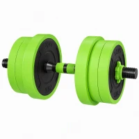 Soozier 44lbs 4-in-1 Adjustable Weight Dumbbell Set, Barbell, Kettlebell, Push Up Stand, Green(m-9)
