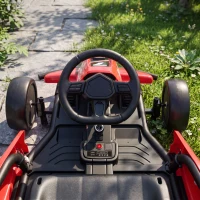 Qaba 24V Electric Drift Go Kart for Kids with Dual Motors, Soft Start, PU Wheels, 7.5MPH High Speed, for Ages 6-14, Red(m-8)