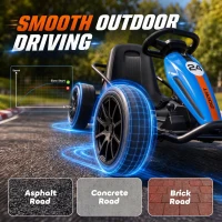 Qaba 24V Electric Drift Go Kart for Kids with Dual Motors, Soft Start, PU Wheels, 7.5MPH High Speed, for Ages 6+, Blue(m-7)