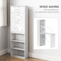 HOMCOM Fold-out Convertible Office Desk, Wall Mount Computer Desk with Whiteboard and Side Shelf, White(m-4)