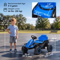 Qaba 24V Kids Ride On Car with Dual Motors, Remote, 4-Wheel Suspension, Soft Start, LED Lights, Music for 3-6 Years, Blue(m-3)