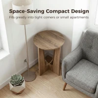 HOMCOM Round Side Table, Compact End Table with Unique Curved Legs for Living Room, Study, Coffee Wood Effect(m-6)