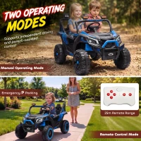 Qaba 24V 2 Seater Ride On Truck Car for Big Kids with Remote Control, Dual Motors, 4-Wheel Suspension for Ages 3-8, Blue(m-7)