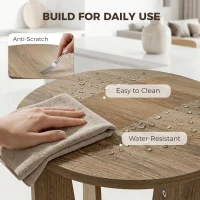 HOMCOM Round Side Table, Compact End Table with Unique Curved Legs for Living Room, Study, Coffee Wood Effect(m-7)