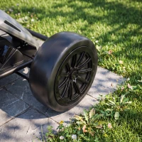 Qaba 24V Electric Drift Go Kart for Kids with Dual Motors, Soft Start, PU Wheels, 7.5MPH High Speed, for Ages 6+, Gray(m-9)