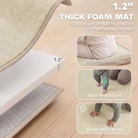 Qaba 1.2" Thick Baby Play Mat, 110" x 79" Playpen Mat, Non-Slip, Water-Resistant, Soft Flannel for Crawling, Cream White(m-4)