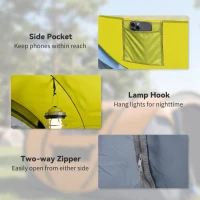 Outsunny 3 Person Camping Tent, Easy Pop Up Tent with Doors, Windows and Carry Bag, Automatic Setup Tent for Hiking, Yellow(m-7)