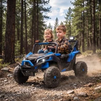 Qaba 24V 2 Seater Ride On Truck Car for Big Kids with Remote Control, Dual Motors, 4-Wheel Suspension for Ages 3-8, Blue(m-2)
