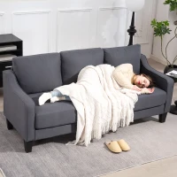 HOMCOM 3 Seater Sofa, Modern Couch with Pocket Spring, Linen Upholstered, Thick Padded, Charcoal Grey(m-10)