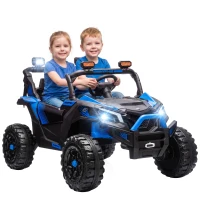 Qaba 24V 2 Seater Ride On Truck Car for Big Kids with Remote Control, Dual Motors, 4-Wheel Suspension for Ages 3-8, Blue(m-11)
