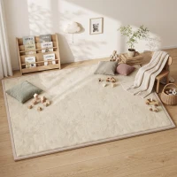 Qaba 1.2" Thick Baby Play Mat, 110" x 79" Playpen Mat, Non-Slip, Water-Resistant, Soft Flannel for Crawling, Cream White(m-8)