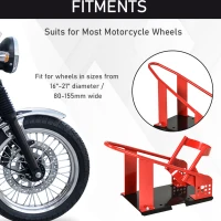 HOMCOM Motorcycle Wheel Chock with 12 Adjustable Pre-Drilled Holes, 990 lbs Capacity, Red(m-4)