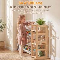 Qaba 3-in-1 Wooden Toy Storage Organizer with Stuffed Animal Storage, Bookshelf, 12 Bins for Bedroom, Playroom, Nursery(m-7)