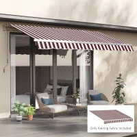 Outsunny Retractable Awning Fabric Replacement for 9' x 8' Outdoor Sunshade Canopy Awning, UV Protection Cover, Red and White(m-8)