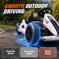 Qaba 24V Electric Drift Go Kart for Kids with Dual Motors, Soft Start, PU Wheels, 7.5MPH High Speed, for Ages 6-14, White(m-7)