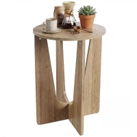 HOMCOM Round Side Table, Compact End Table with Unique Curved Legs for Living Room, Study, Coffee Wood Effect(m-9)
