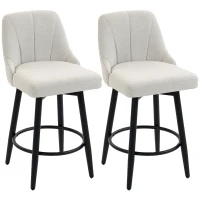 HOMCOM Bar Stools Modern Swivel Counter Height Stools Backrest Set of 2 Cream White(m-13)