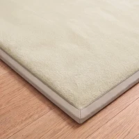 Qaba 1.2" Thick Baby Play Mat, 110" x 79" Playpen Mat, Non-Slip, Water-Resistant, Soft Flannel for Crawling, Cream White(m-9)