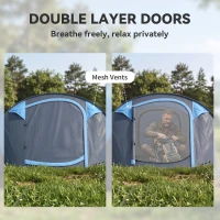 Outsunny 3 Person Camping Tent, Easy Pop Up Tent with Doors, Windows and Carry Bag, Automatic Setup Tent for Hiking, Blue(m-6)