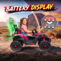 Qaba 24V 2 Seater Ride On Truck Car for Big Kids with Remote Control, Dual Motors, 4-Wheel Suspension for Ages 3-8, Pink(m-6)