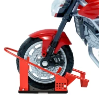 HOMCOM Motorcycle Wheel Chock with 12 Adjustable Pre-Drilled Holes, 990 lbs Capacity, Red(m-8)