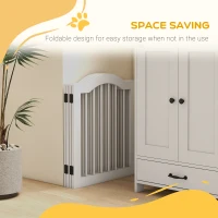 PawHut 24"H Foldable Dog Gate, 4 Panels Freestanding Pet Gate Barriers Indoor with Support Feet White(m-5)