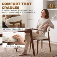HOMCOM Dining Chairs Faux Linen Upholstered Kitchen Chairs Rubberwood Legs Dining Rooms Set of 2 Cream White(m-6)