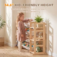 Qaba 3-in-1 Wooden Toy Storage Organizer with Stuffed Animal Storage, Bookshelf, 12 Bins for Bedroom, Playroom, Nursery(m-7)