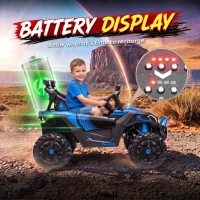 Qaba 24V 2 Seater Ride On Truck Car for Big Kids with Remote Control, Dual Motors, 4-Wheel Suspension for Ages 3-8, Blue(m-6)