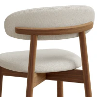 HOMCOM Dining Chairs Faux Linen Upholstered Kitchen Chairs Rubberwood Legs Dining Rooms Set of 2 Cream White(m-12)