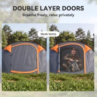 Outsunny 3 Person Camping Tent, Easy Pop Up Tent with Doors, Windows and Carry Bag, Automatic Setup Tent for Hiking, Orange(m-6)
