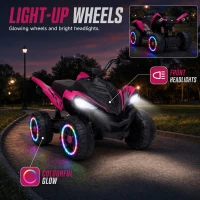 Qaba 12V Kids ATV with Dual Motors, Rear Suspension, 2.2 MPH Max, Light-Up Wheels, Music, Horn, Headlights for 3-6 Years, Red(m-5)