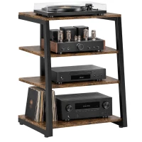 HOMCOM TV Stand Cabinet for 28" TVs with Adjustable Shelves and Extension Lead Holder for Living Room, Rustic Brown(m-11)