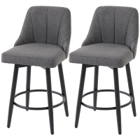 HOMCOM Bar Stools Modern Swivel Counter Height Stools Backrest Set of 2 Dark Grey(m-2)