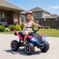 Qaba 12V Kids ATV with Dual Motors, Rear Suspension, 2.2 MPH Max, Light-Up Wheels, Music, Horn, Headlights for 3-6 Years, Red(m-8)