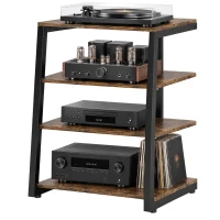 HOMCOM TV Stand Cabinet for 28" TVs with Adjustable Shelves and Extension Lead Holder for Living Room, Rustic Brown(m-1)