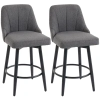 HOMCOM Bar Stools Modern Swivel Counter Height Stools Backrest Set of 2 Dark Grey(m-13)