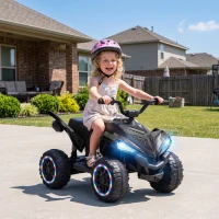 Qaba 12V Kids ATV with Dual Motors, Rear Suspension, 2.2 MPH Max, Light-Up Wheels, Music, Horn, Headlights for 3-6, Black(m-8)