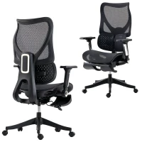 HOMCOM Ergonomic Office Chair with Lumbar Support, Mesh Reclining Desk Chair with Footrest, Adjustable High Back, Black(m-11)