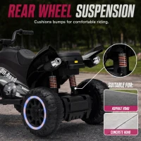 Qaba 12V Kids ATV with Dual Motors, Rear Suspension, 2.2 MPH Max, Light-Up Wheels, Music, Horn, Headlights for 3-6, Black(m-7)